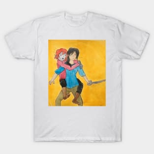 What are best friends for? Fantasy watercolor illustration elf wizard and human rogue T-Shirt